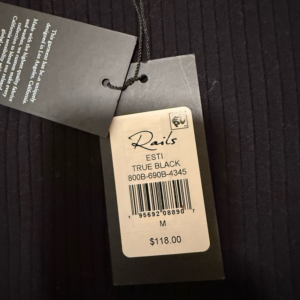 Black Rails One-Shoulder Ribbed Top - Picture 2 of 3